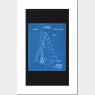 Sailing Yacht Patent - Sailor Lake House Décor Art - Blueprint Posters and Art